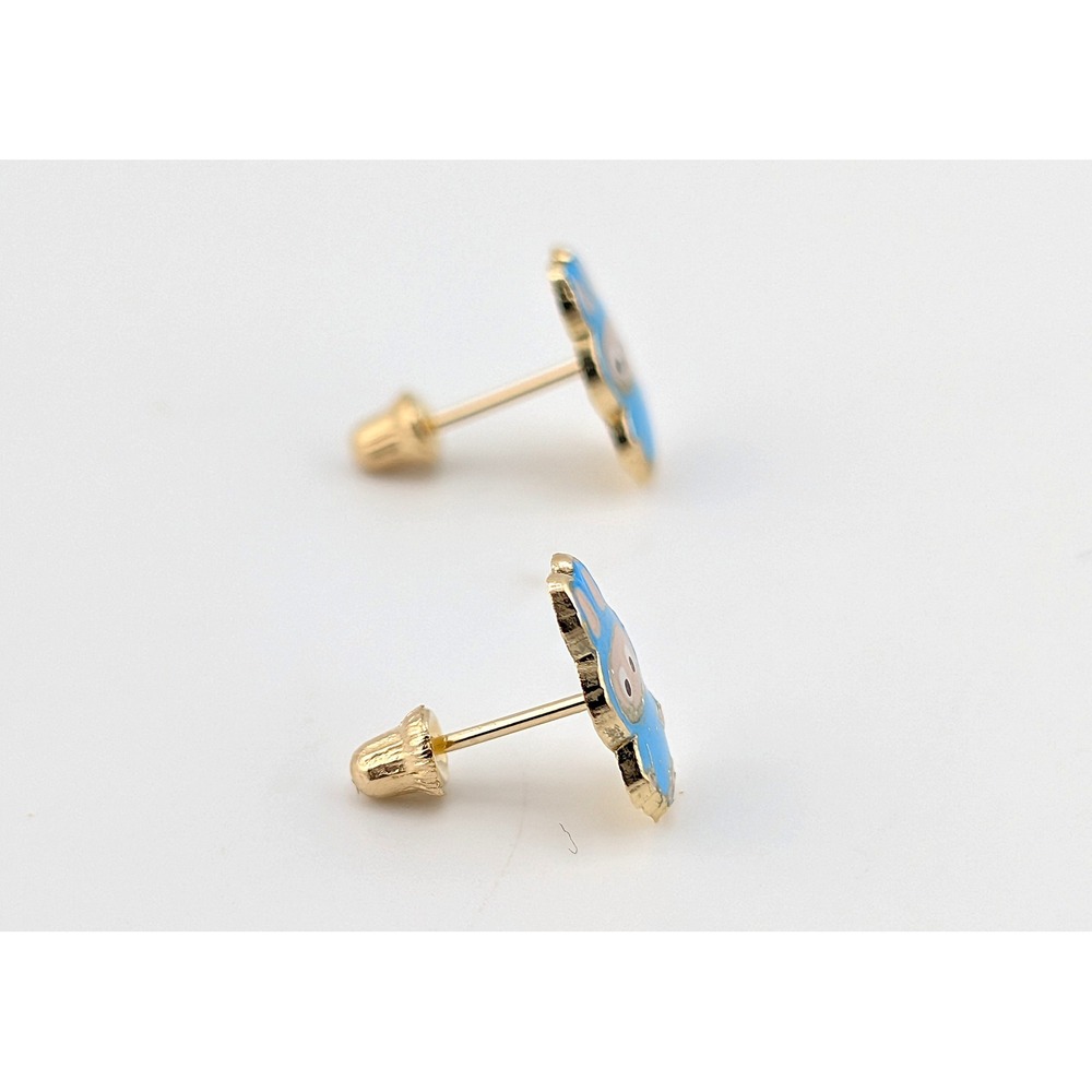 Women's 14k Solid Gold Labubu Earrings Pop Mart Purple Whimsical Elf ** - Picture 4 of 12